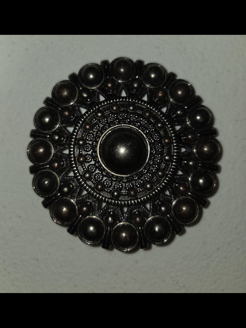 Decorative Belt Buckle Medallion in Dark Bronze